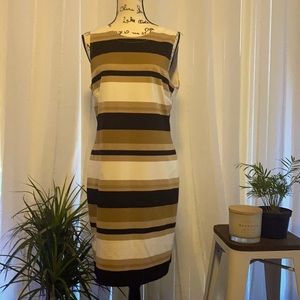 Cream Gold and Black Striped Banana Republic Dress